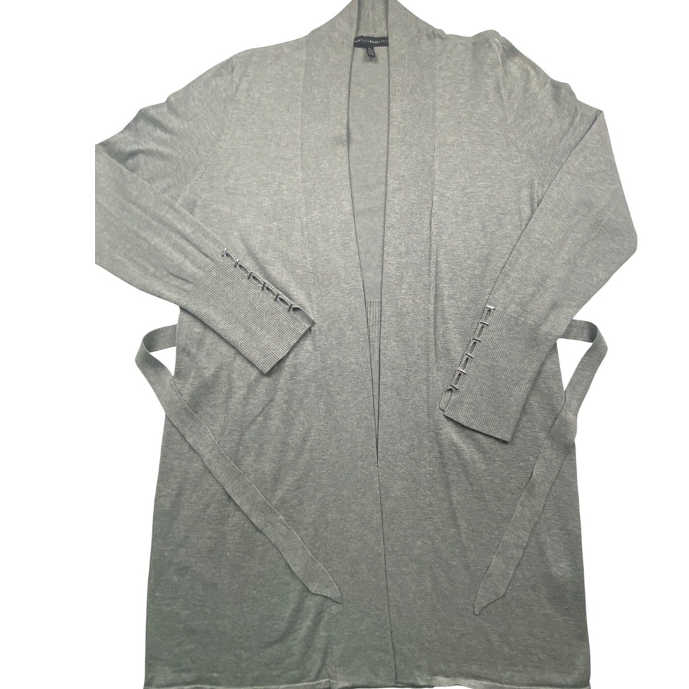 White House Black Market Gray Longline Belted Cardigan Sweater XL 570290393